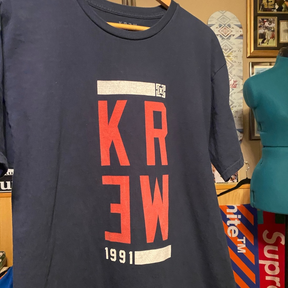 Krew skateboarding tee stacked logo